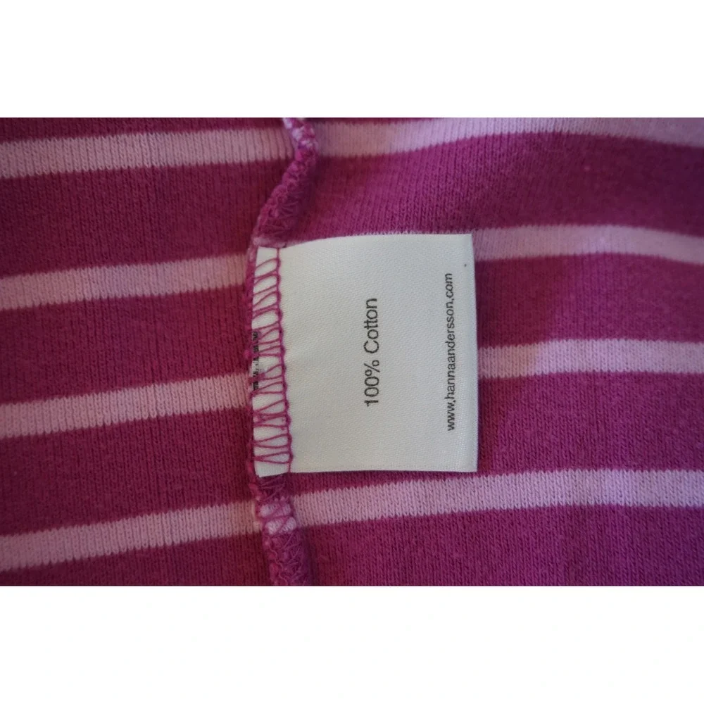 Hanna Andersson Henley Scandi Striped Long Sleeve Cotton Dress Pink 120 sz 6-7